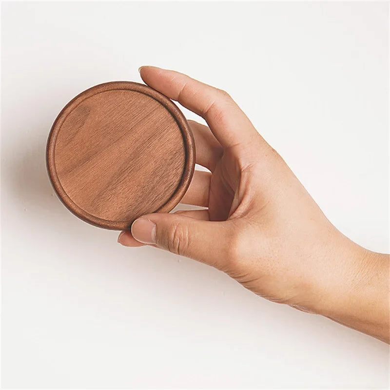 Sous-verre rond en bois de noyer style japonais - Univers De La Table