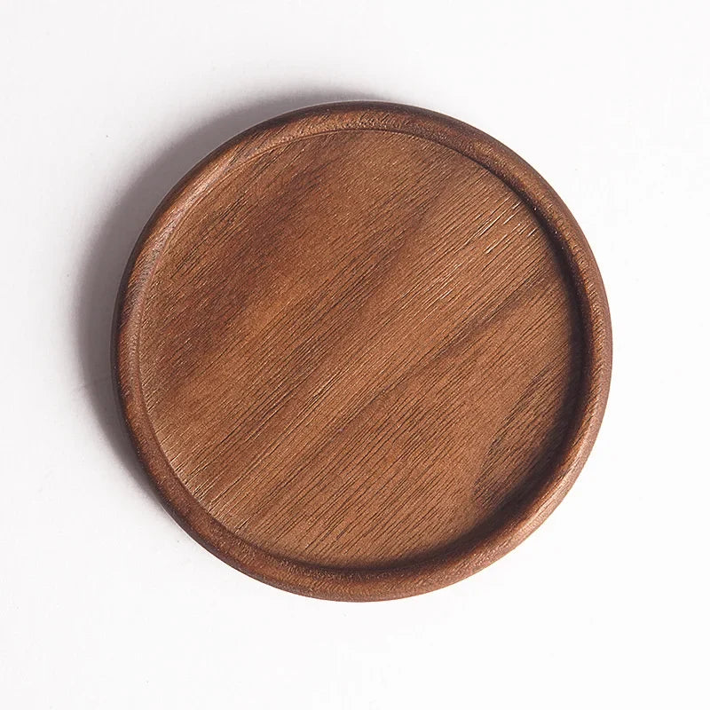 Sous-verre rond en bois de noyer style japonais - Univers De La Table