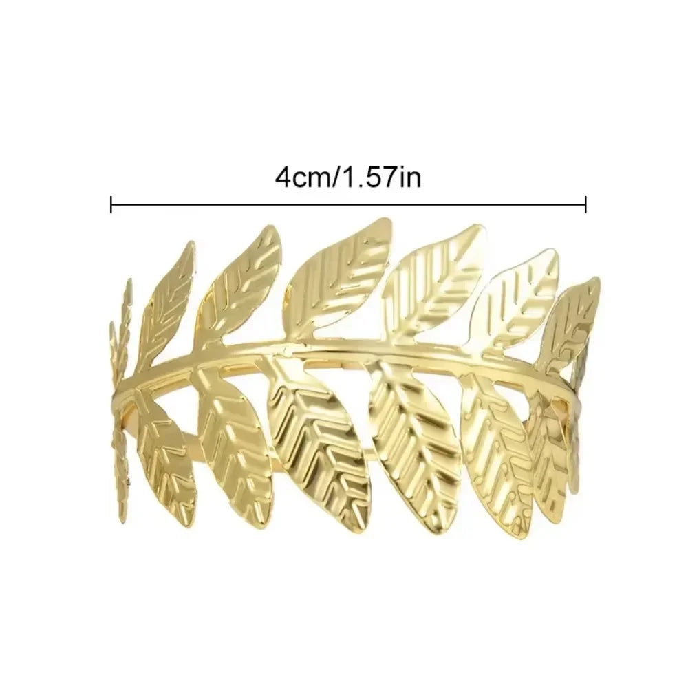 Rond de serviette doré en métal motif feuille - Univers De La Table