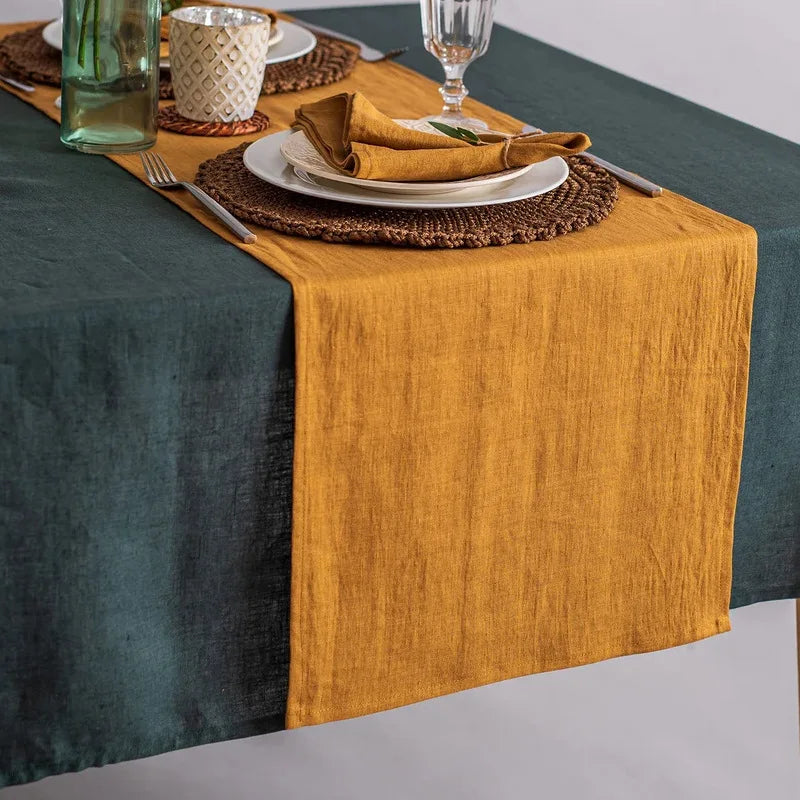 Chemin de table moderne en lin lavé, plusieurs couleurs - Univers De La Table