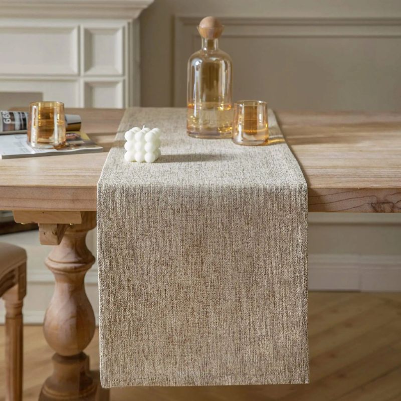 Chemin de table beige effet toile de jute - Univers De La Table