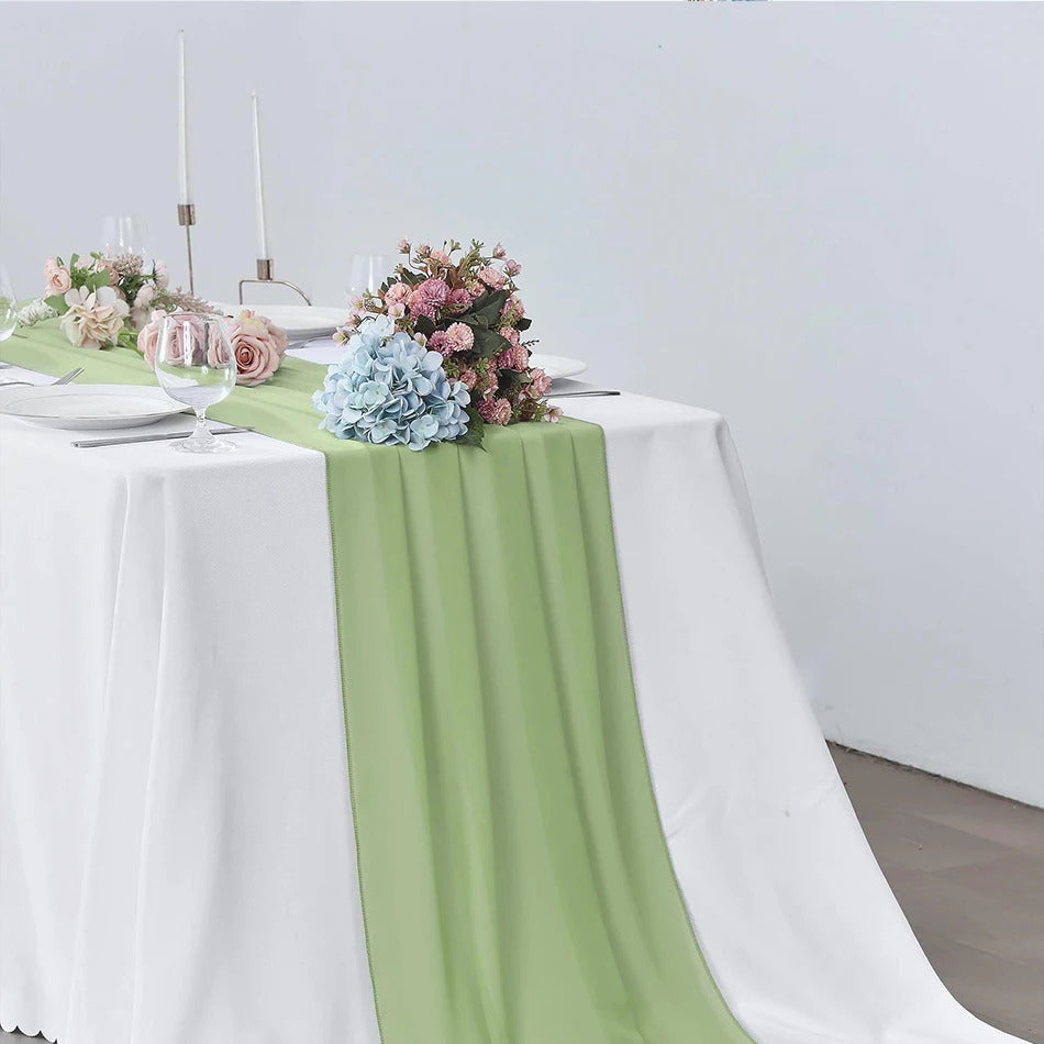 Chemin de table crochet vert, 30 x 180 ou 300 cm - Univers De La Table