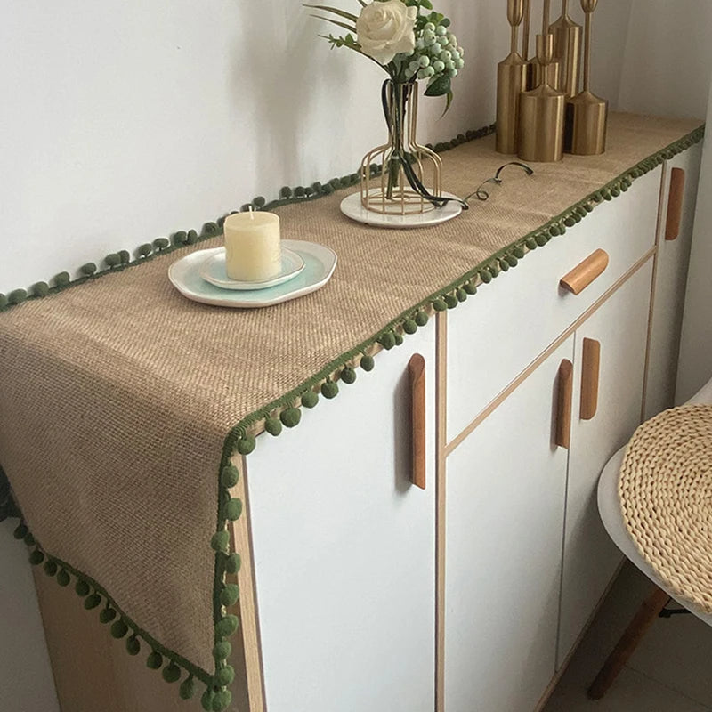 Chemin de table en jute à franges colorées 33 x 180 cm - Univers De La Table