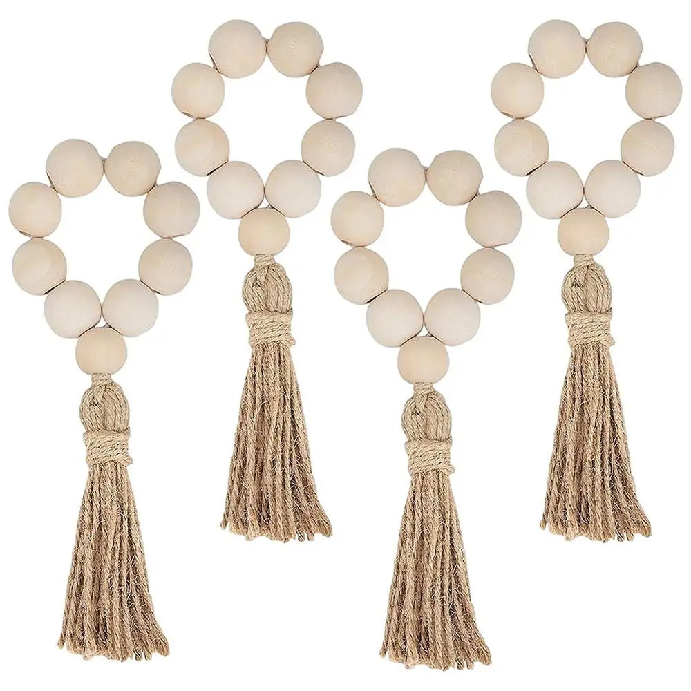 Lot de 4 ronds de serviette en perles de bois - Univers De La Table