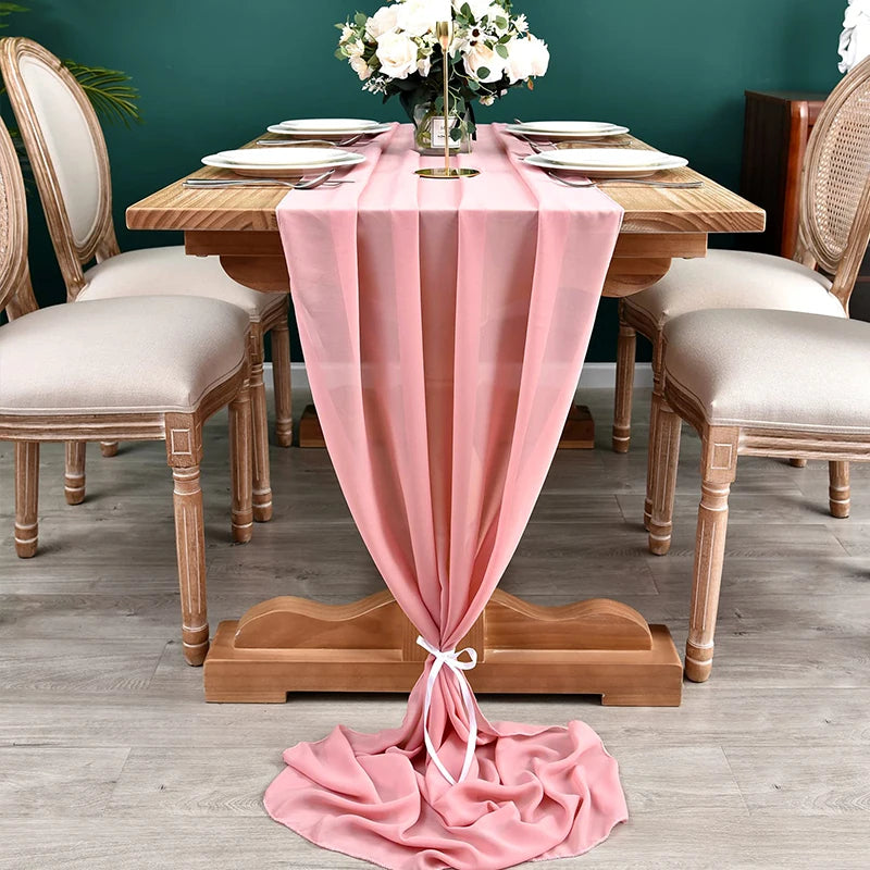 Chemin de table en mousseline de soie, plusieurs couleurs - Univers De La Table
