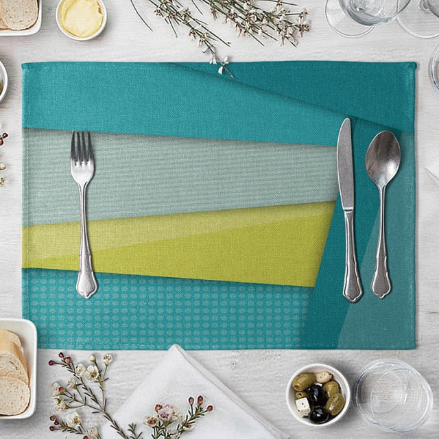 Set de table bleu canard en lin de coton 40 x 30 cm - Univers De La Table