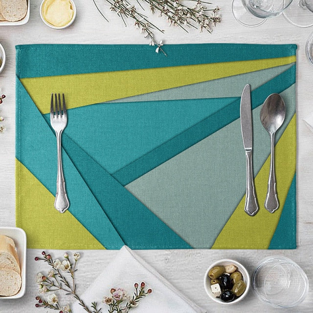 Set de table bleu canard en lin de coton 40 x 30 cm - Univers De La Table