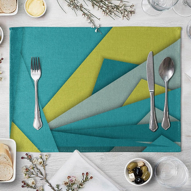 Set de table bleu canard en lin de coton 40 x 30 cm - Univers De La Table