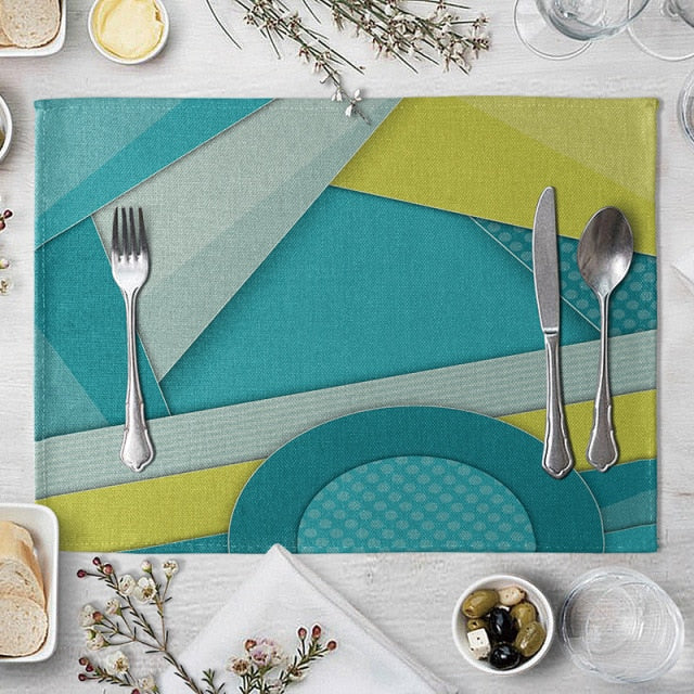 Set de table bleu canard en lin de coton 40 x 30 cm - Univers De La Table