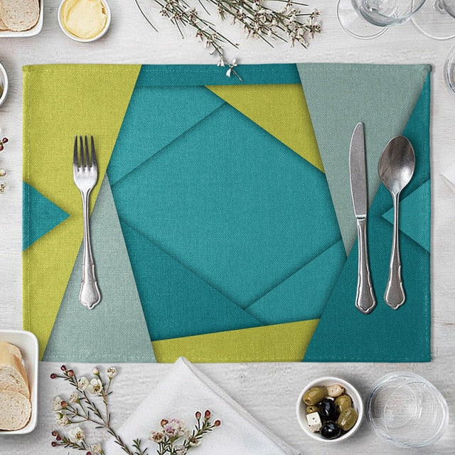 Set de table bleu canard en lin de coton 40 x 30 cm - Univers De La Table