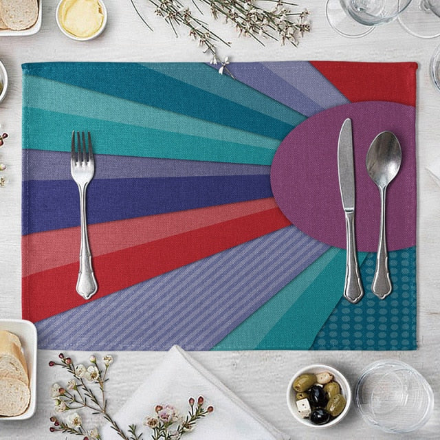 Set de table bleu canard en lin de coton 40 x 30 cm - Univers De La Table