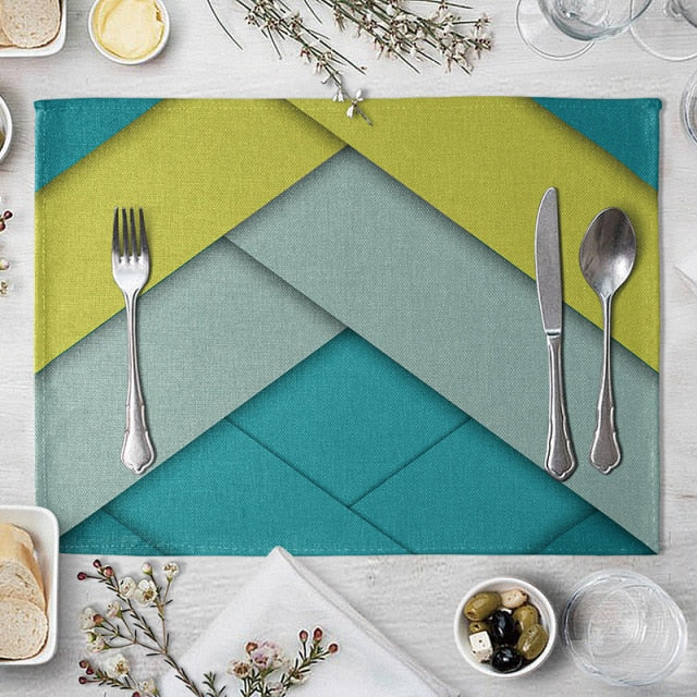 Set de table bleu canard en lin de coton 40 x 30 cm - Univers De La Table