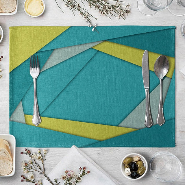 Set de table bleu canard en lin de coton 40 x 30 cm - Univers De La Table
