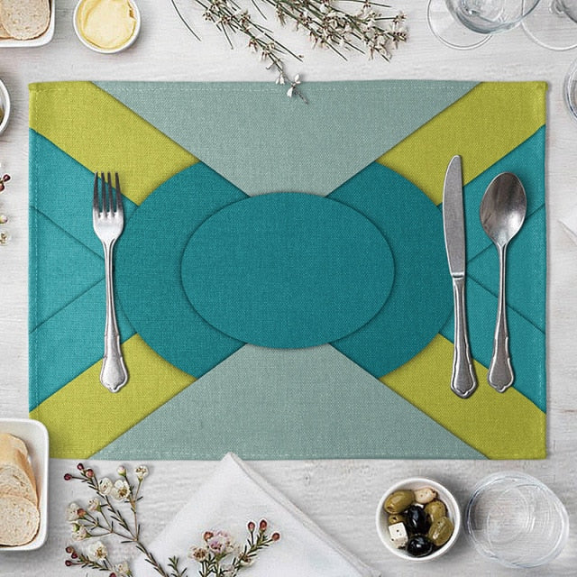 Set de table bleu canard en lin de coton 40 x 30 cm - Univers De La Table