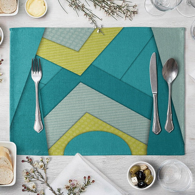 Set de table bleu canard en lin de coton 40 x 30 cm - Univers De La Table