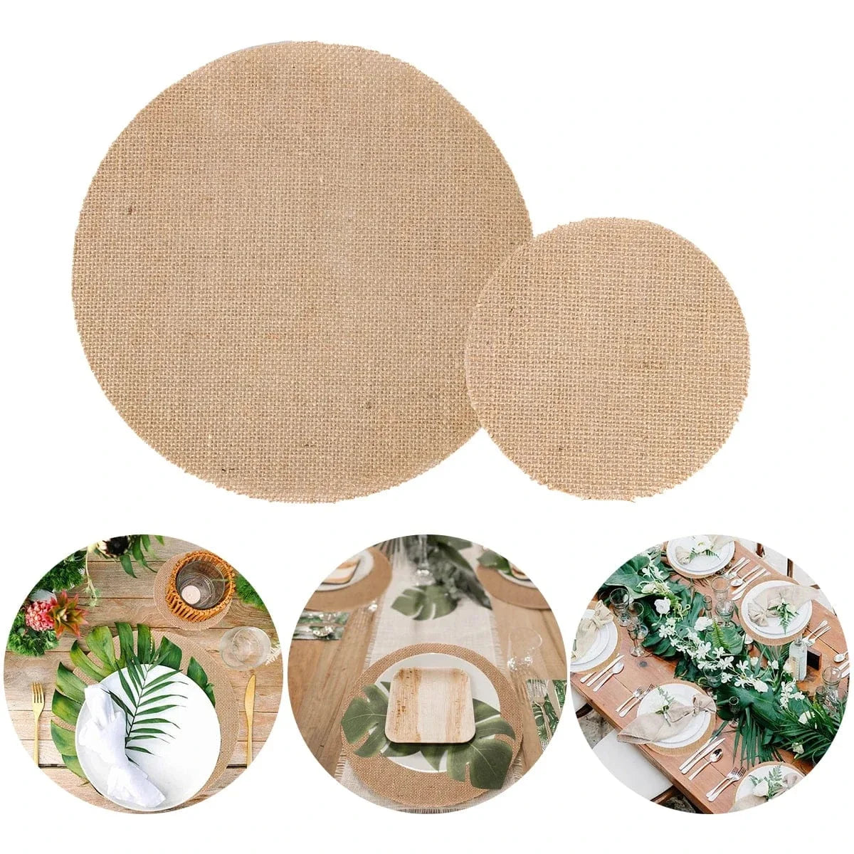 Set de table rond en lin naturel - Univers De La Table