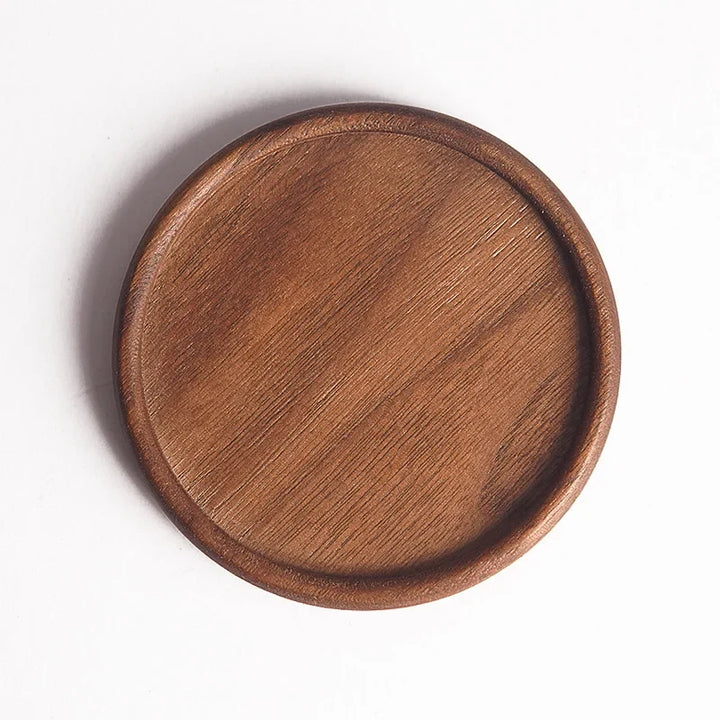 Sous-verre rond en bois de noyer style japonais - Univers De La Table