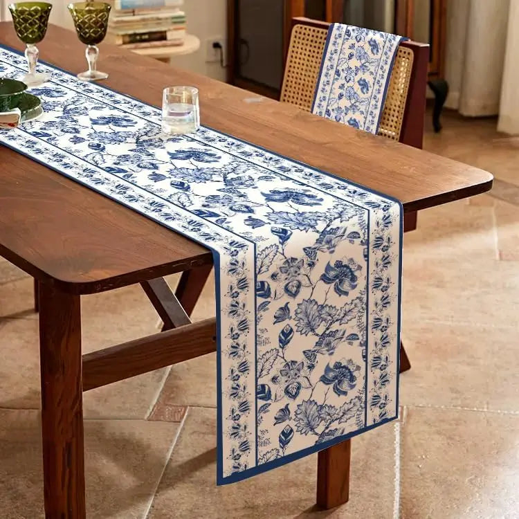 Chemin de table bleu 180 x 33 cm - Univers De La Table