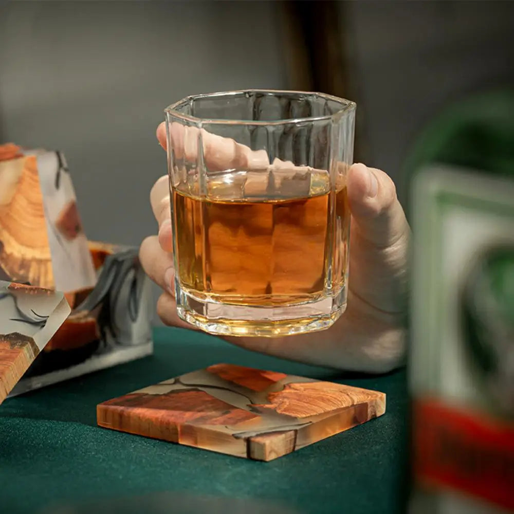 Sous-verre en résine et bois de thuya style japonais - Univers De La Table