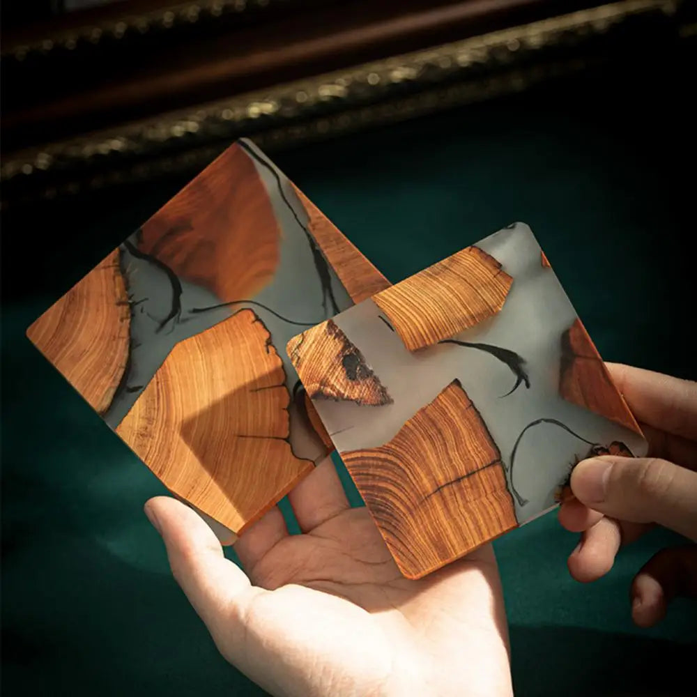 Sous-verre en résine et bois de thuya style japonais - Univers De La Table