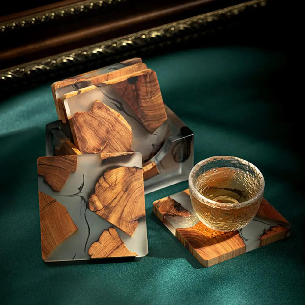 Sous-verre en résine et bois de thuya style japonais - Univers De La Table