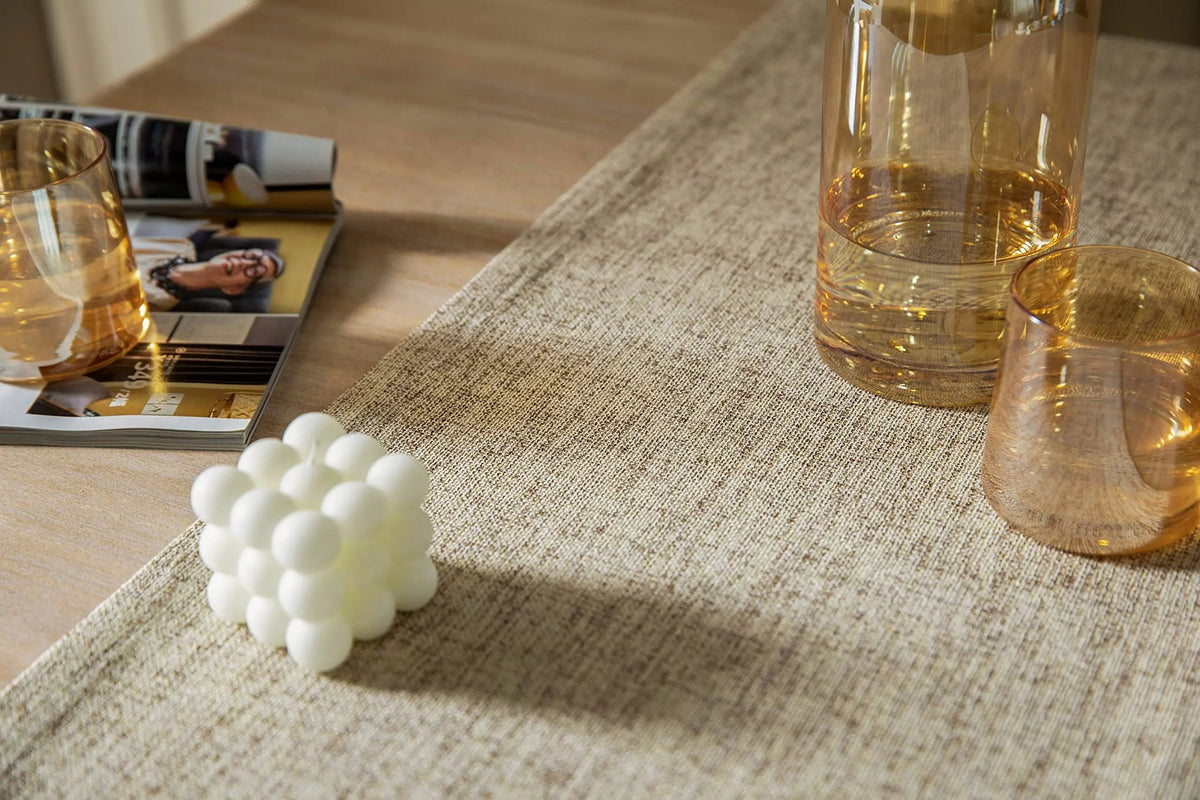 Chemin de table beige effet toile de jute - Univers De La Table