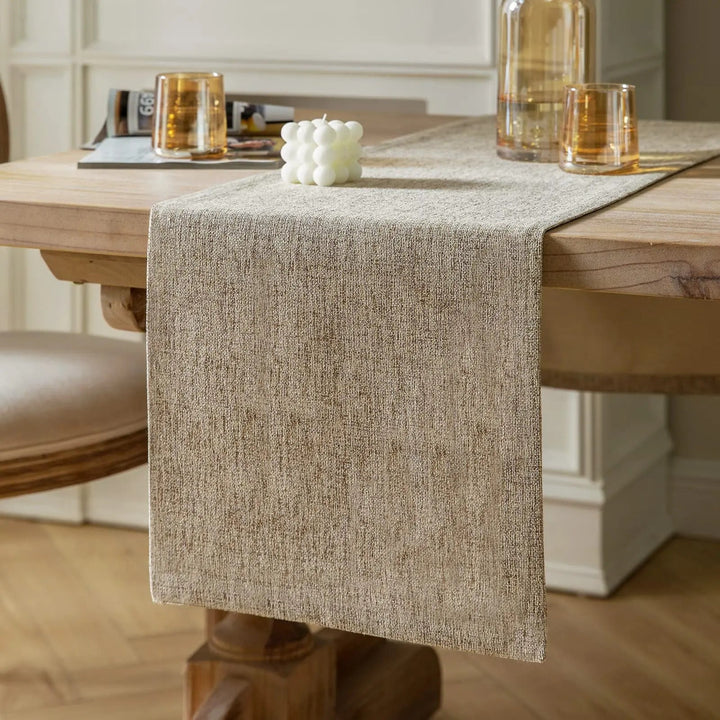 Chemin de table beige effet toile de jute - Univers De La Table