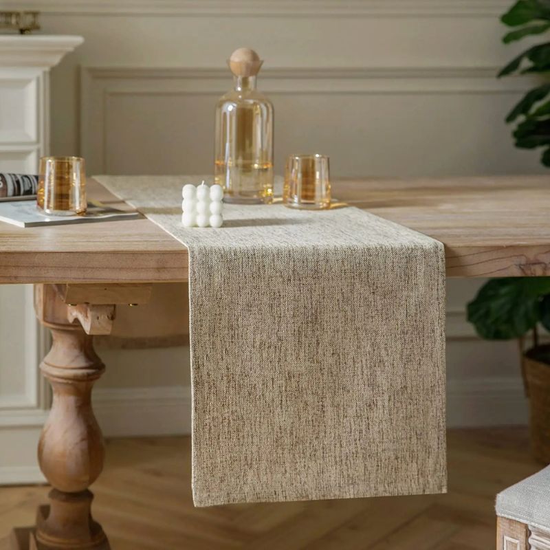 Chemin de table beige effet toile de jute - Univers De La Table