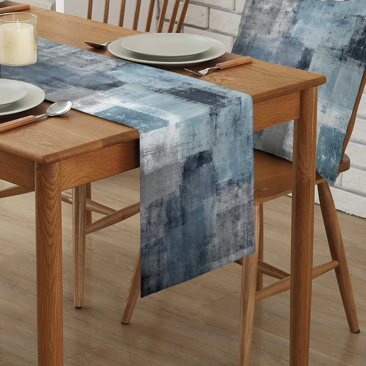 Chemin de table bleu abstrait style nordique - Univers De La Table
