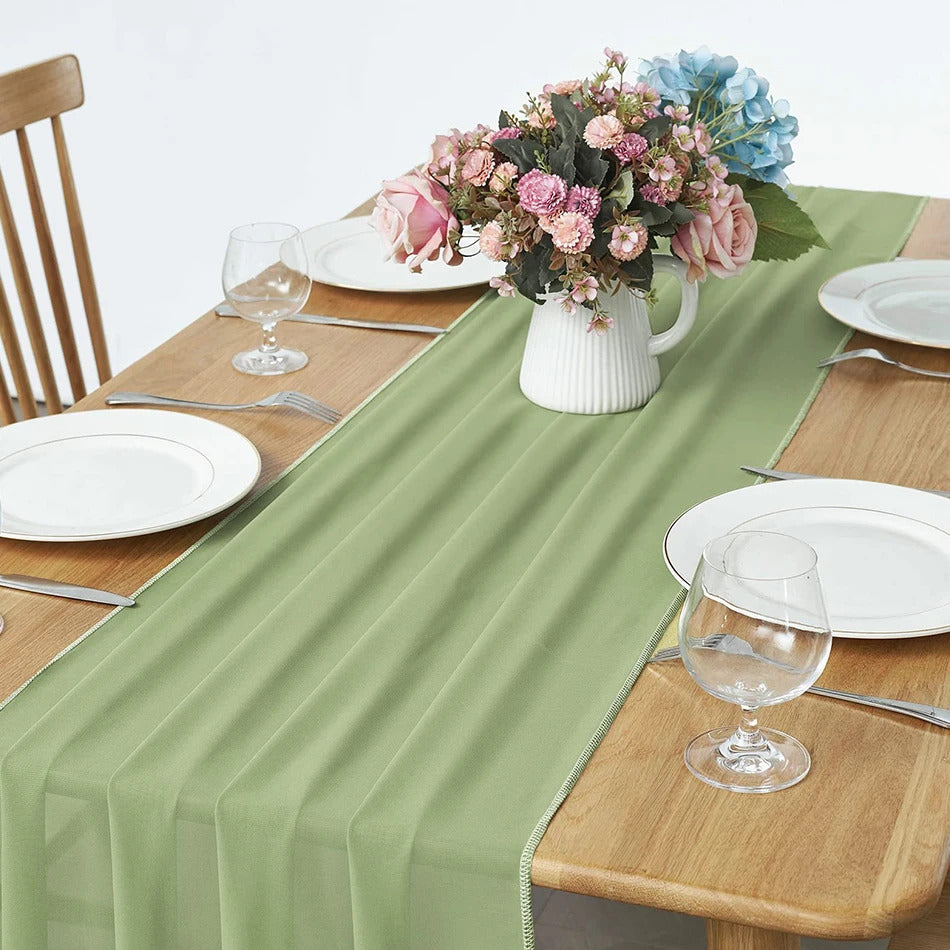 Chemin de table crochet vert, 30 x 180 ou 300 cm - Univers De La Table