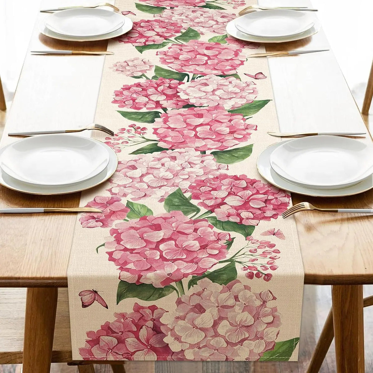 Chemin de table rose à imprimé floral - Univers De La Table