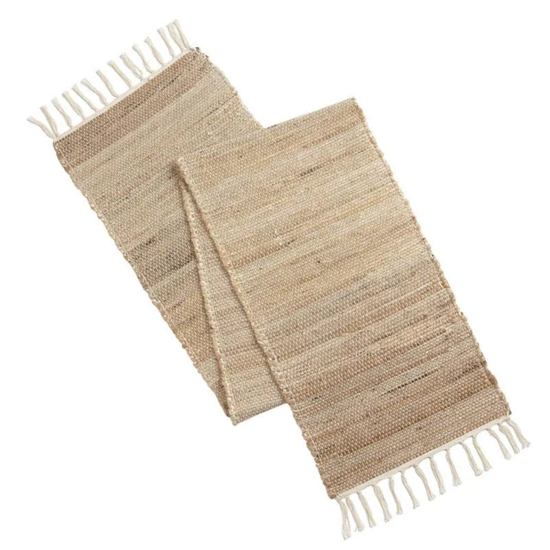 Chemin de table en jute beige à franges - Univers De La Table