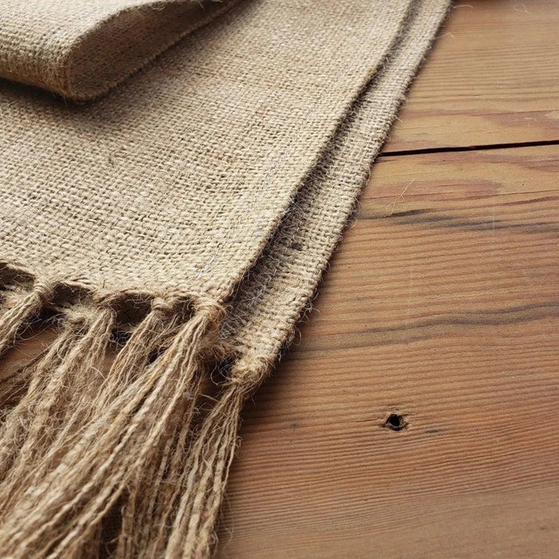 Chemin de table en jute beige à franges - Univers De La Table