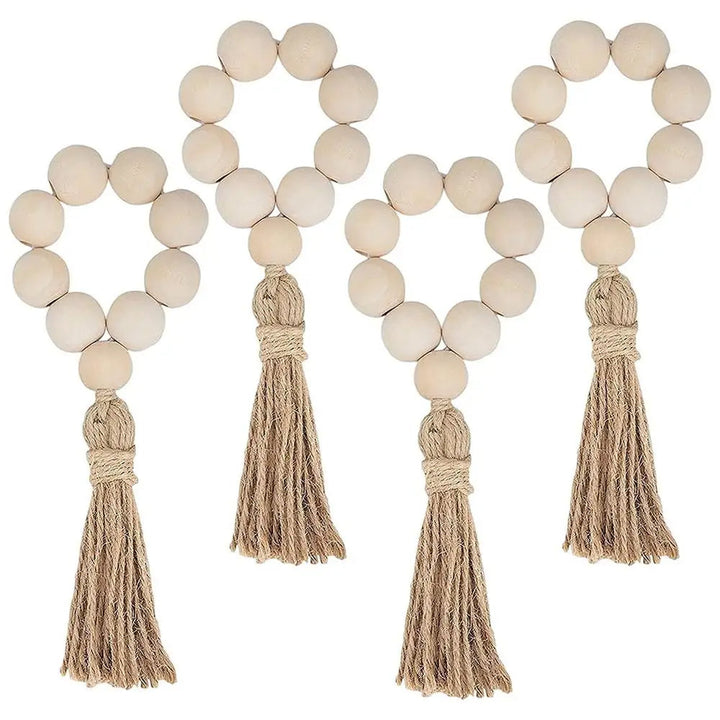 Lot de 4 ronds de serviette en perles de bois - Univers De La Table
