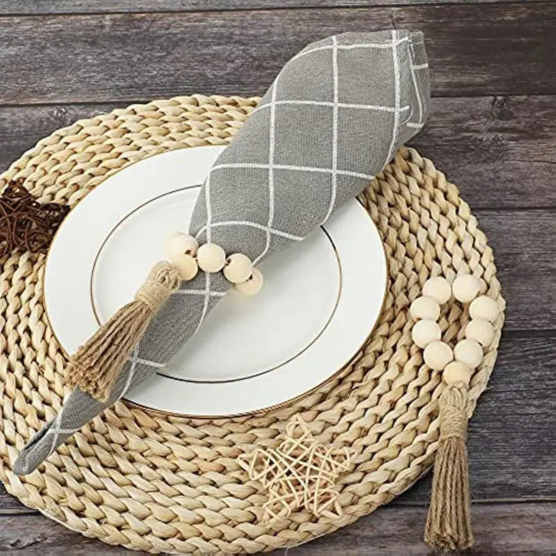 Lot de 4 ronds de serviette en perles de bois - Univers De La Table