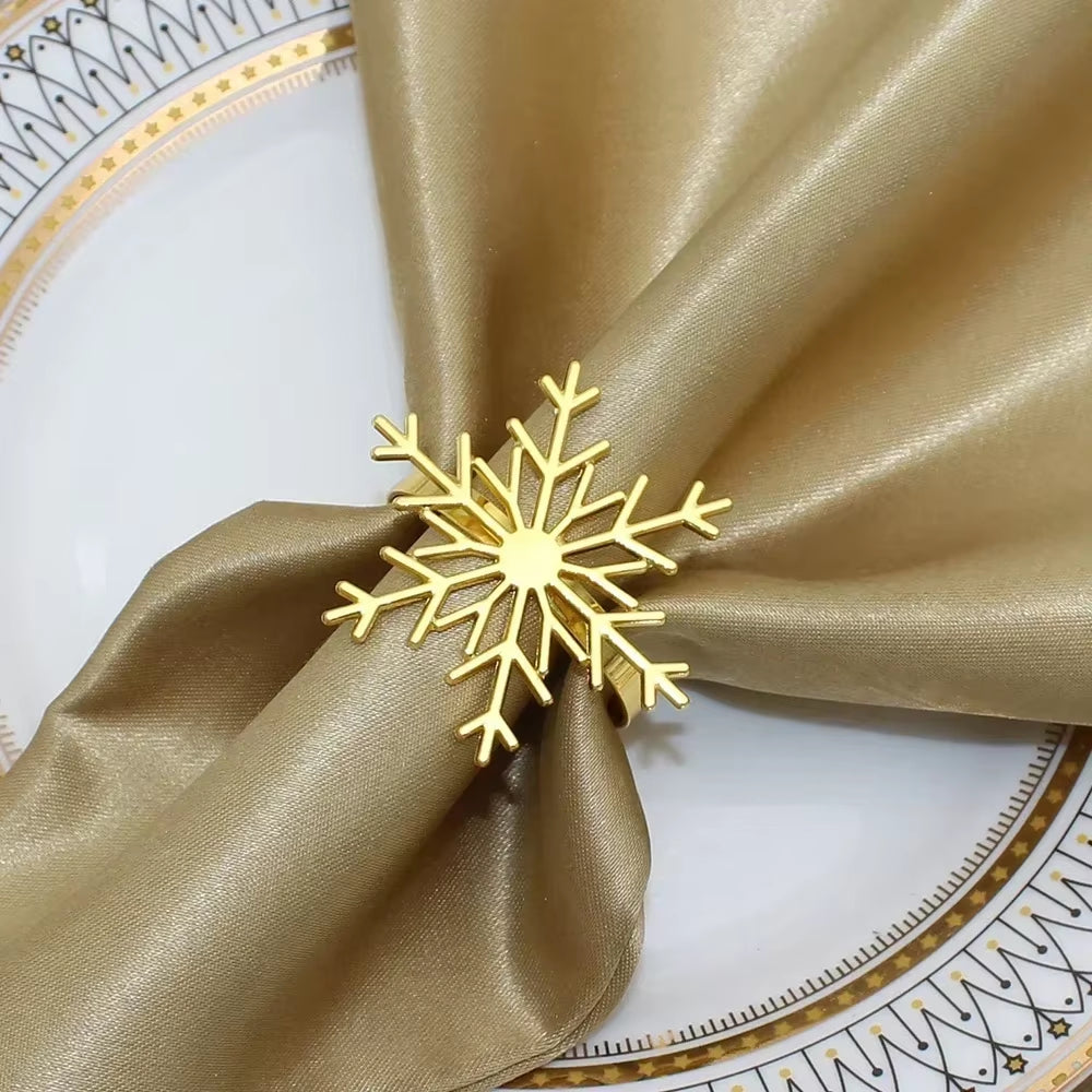 Lot de 6 ronds de serviette flocon dorés en acier - Univers De La Table