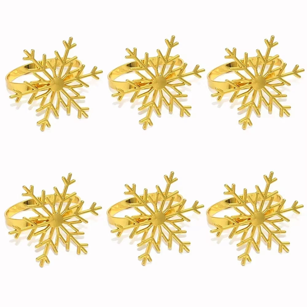 Lot de 6 ronds de serviette flocon dorés en acier - Univers De La Table