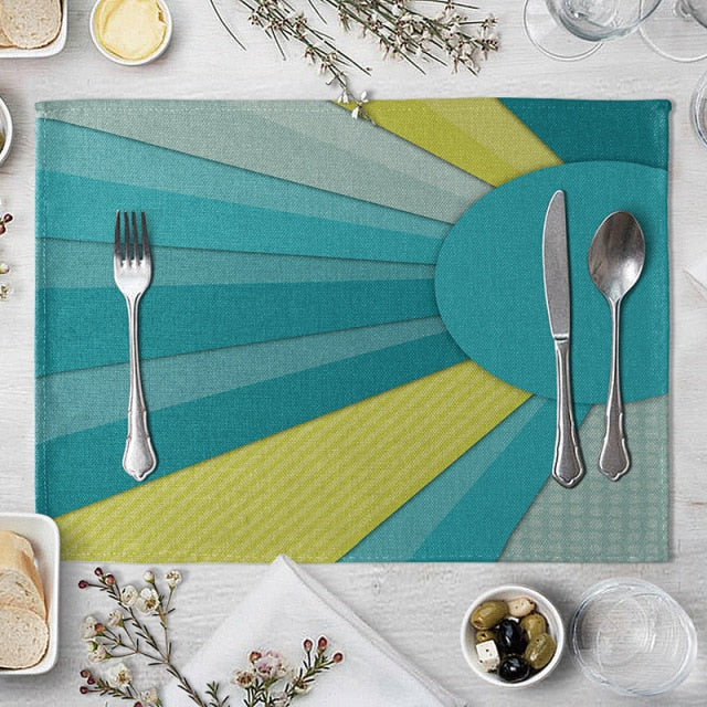 Set de table bleu canard en lin de coton 40 x 30 cm - Univers De La Table