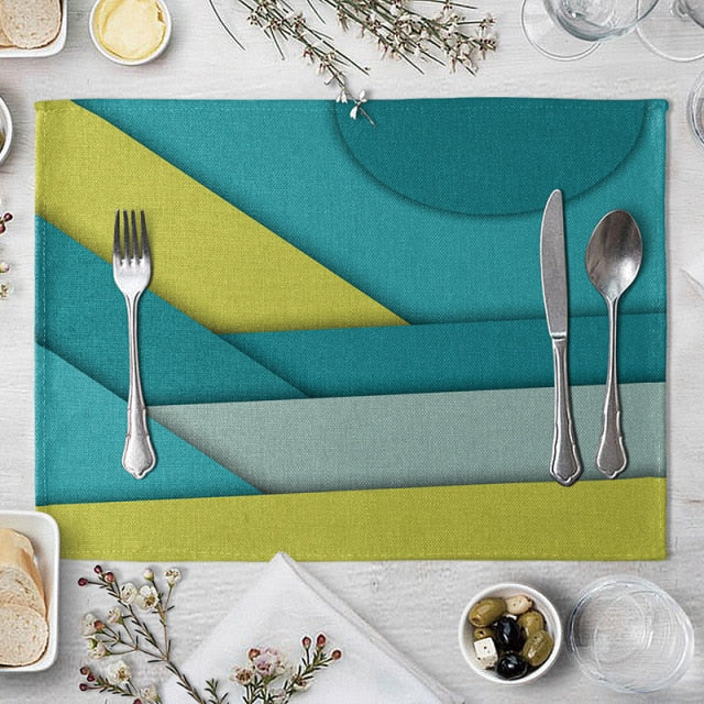 Set de table bleu canard en lin de coton 40 x 30 cm - Univers De La Table