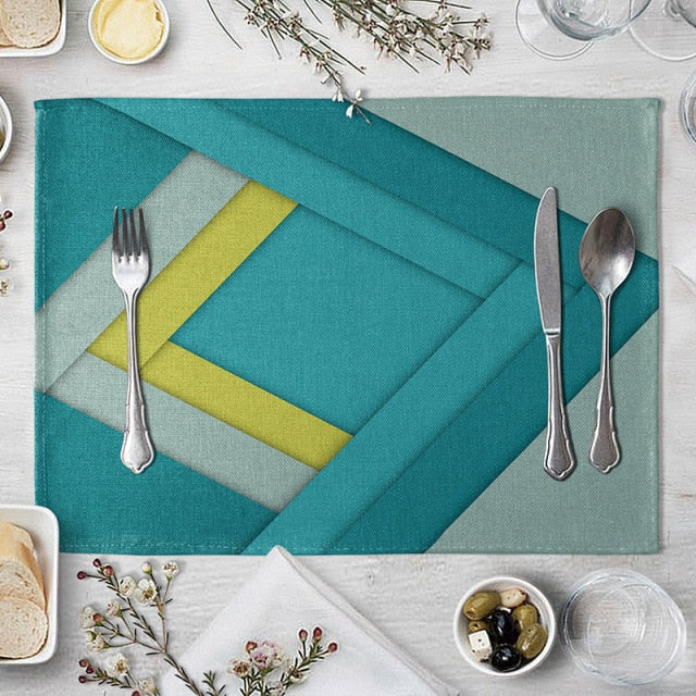 Set de table bleu canard en lin de coton 40 x 30 cm - Univers De La Table