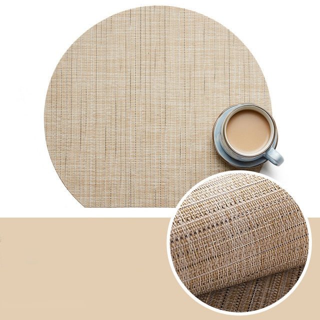 Set de table semi-circulaire beige style bambou en vinyle - Univers De La Table