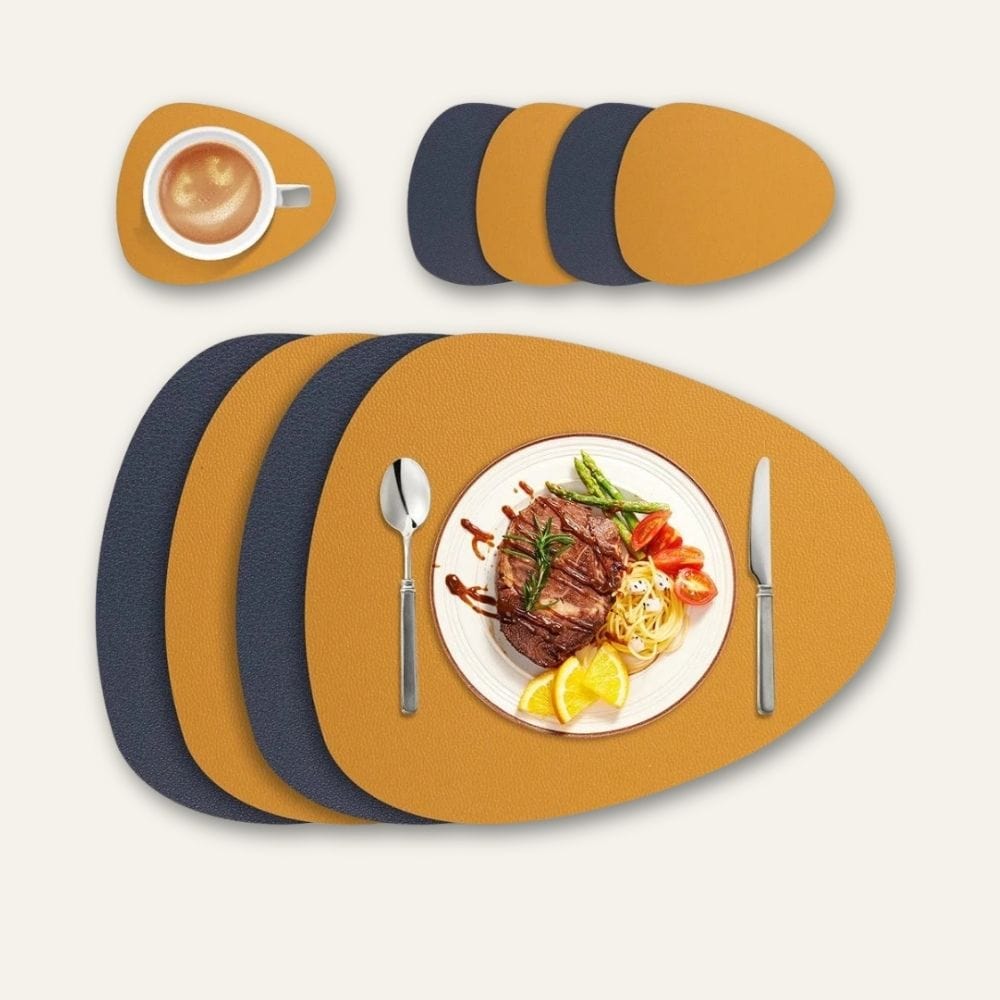 Set de table ovale aspect cuir bicolore 36 x 45 cm - Univers De La Table