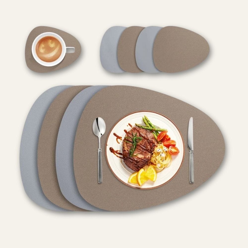 Set de table ovale aspect cuir bicolore 36 x 45 cm - Univers De La Table