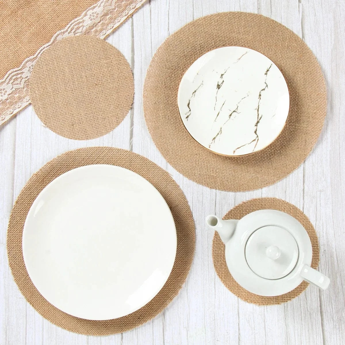 Set de table rond en lin naturel - Univers De La Table