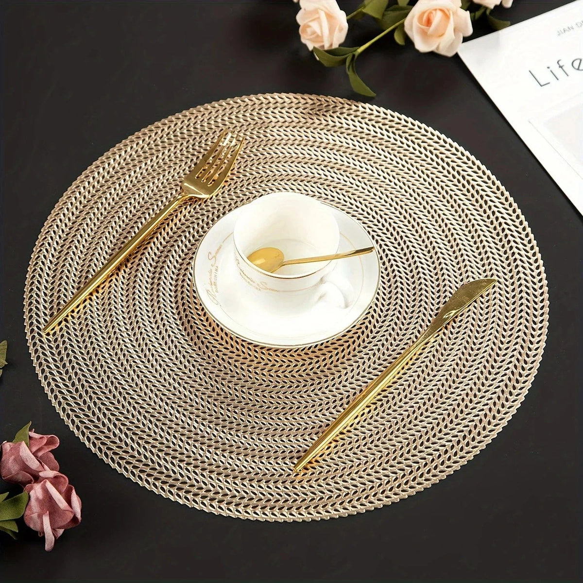 Set de table rond en PVC doré ou argenté - Univers De La Table