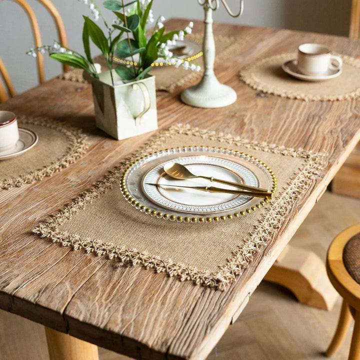 Set de table en tissu avec dentelle de jute - Univers De La Table