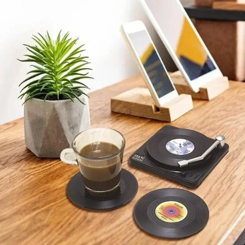 Dessous de verre vinyle rond design rétro - lot de 6 - Univers De La Table