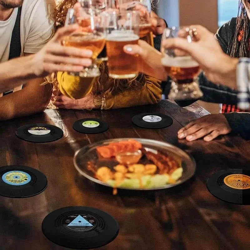 Dessous de verre vinyle rond design rétro - lot de 6 - Univers De La Table