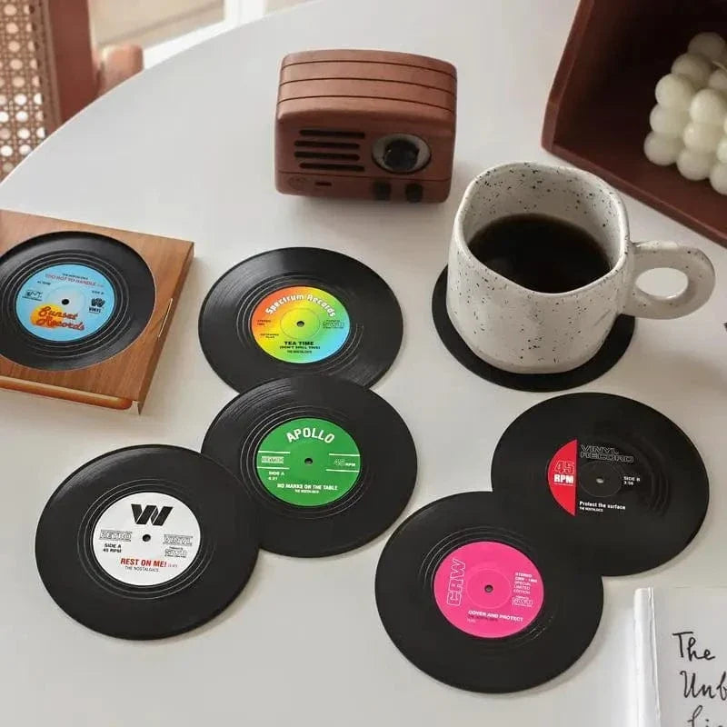 Dessous de verre vinyle rond design rétro - lot de 6 - Univers De La Table