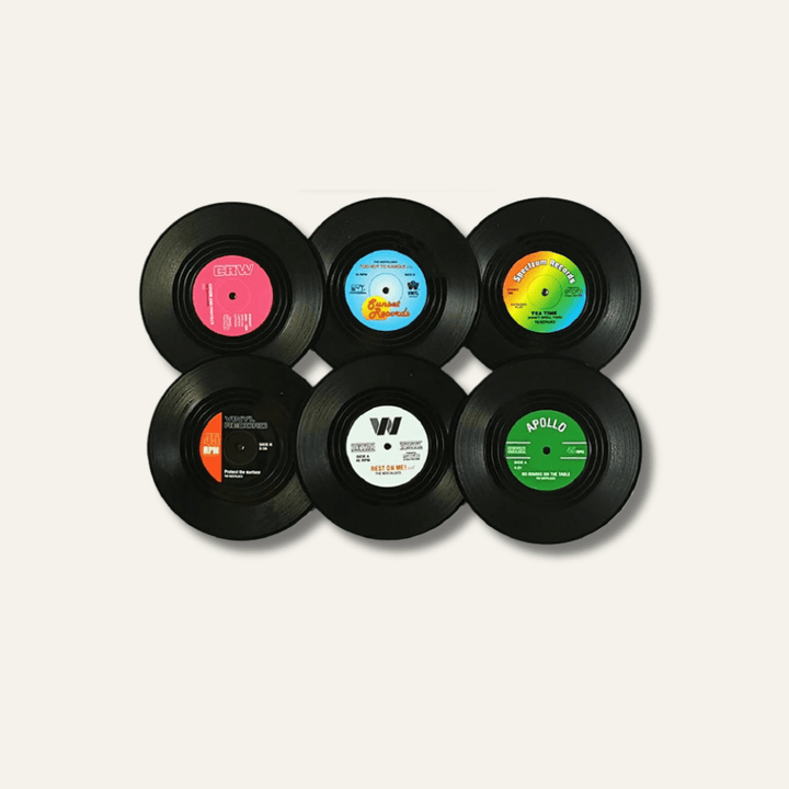 Dessous de verre vinyle rond design rétro - lot de 6 - Univers De La Table